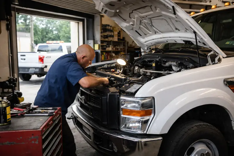 Mechanic working on municipal truck
