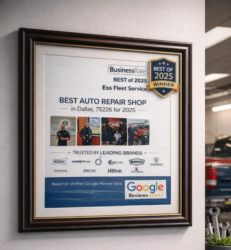 BusinessRate Best of 2025 Winner — ESS Fleet Service recognized as Best Auto Repair Shop in Dallas, 75226.