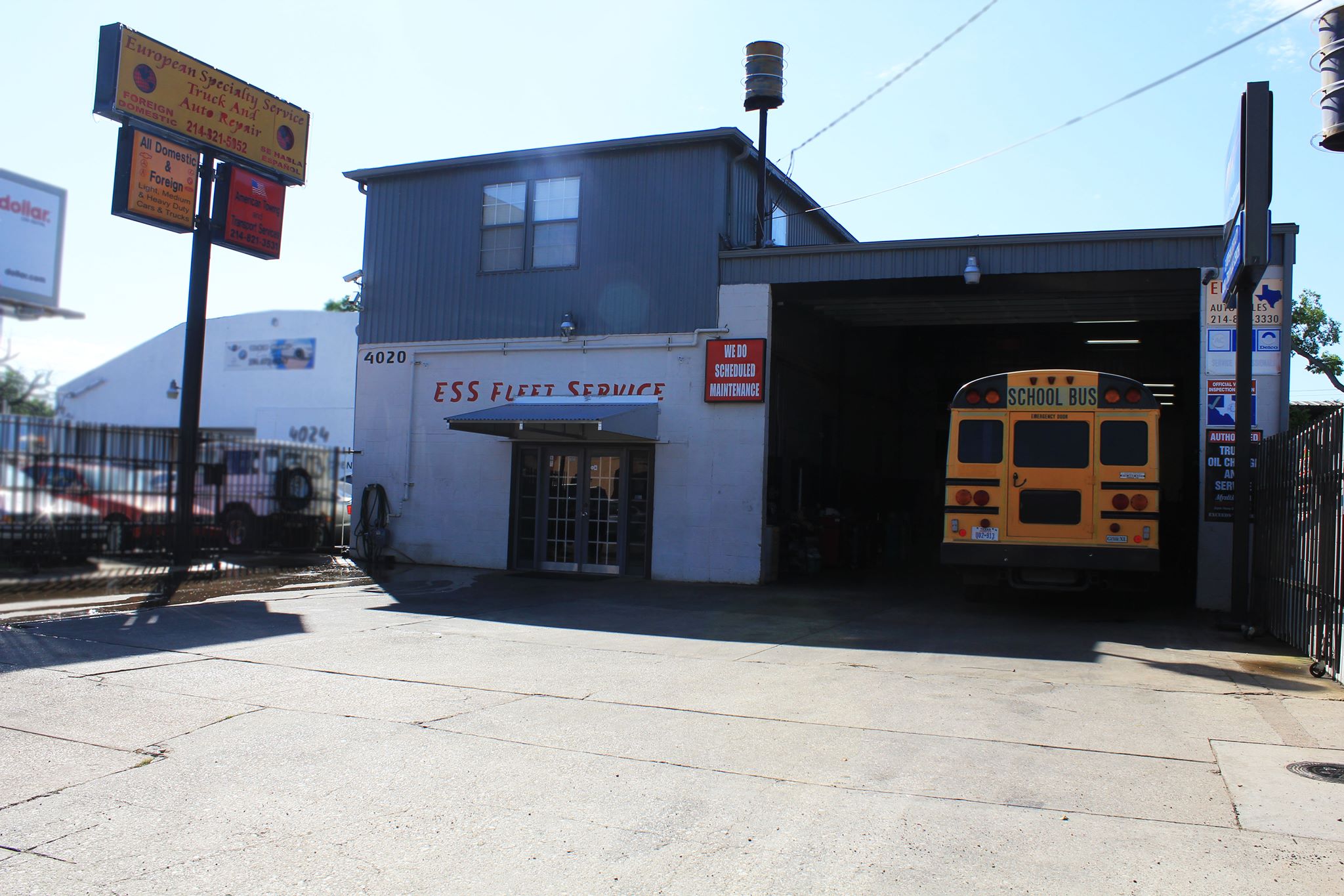 ESS Fleet Service facility exterior with service bay
